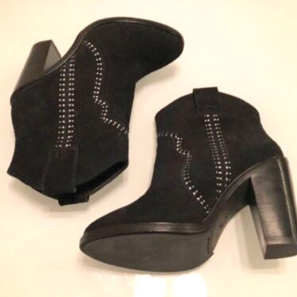 New JOIE Monte Black Suede Studded Boots, Size EU 37.5/ US 7.5
